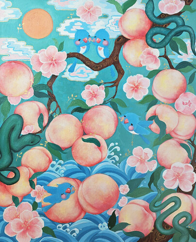 Peach Tree beside the Sea by Eury (Yeahgean) Kim, Painting for Sale on Singulart
