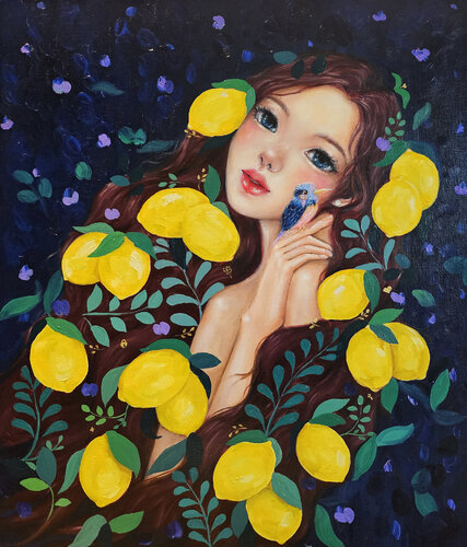 Lemon Girl Midnight by Eury (Yeahgean) Kim, Painting for Sale on Singulart