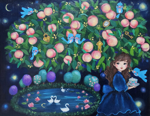 Peach Little Forest Girl von Eury (Yeahgean) Kim, Malerei kaufen auf Singulart