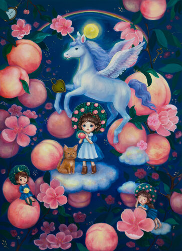 Peach Paradise van Eury (Yeahgean) Kim, Schilderij te koop op Singulart