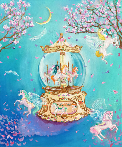 Winged Carousel di Eury (Yeahgean) Kim, Pittura in vendita su Singulart