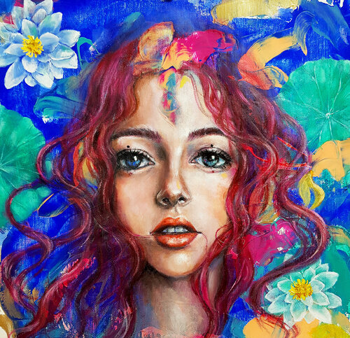 The dreamer: Gold fish di Eury (Yeahgean) Kim, Pittura in vendita su Singulart