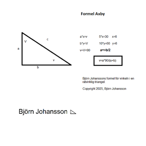Axby mathematics formula for the angle in a straight triangle by Björn Johansson, 版画 for Sale on Singulart