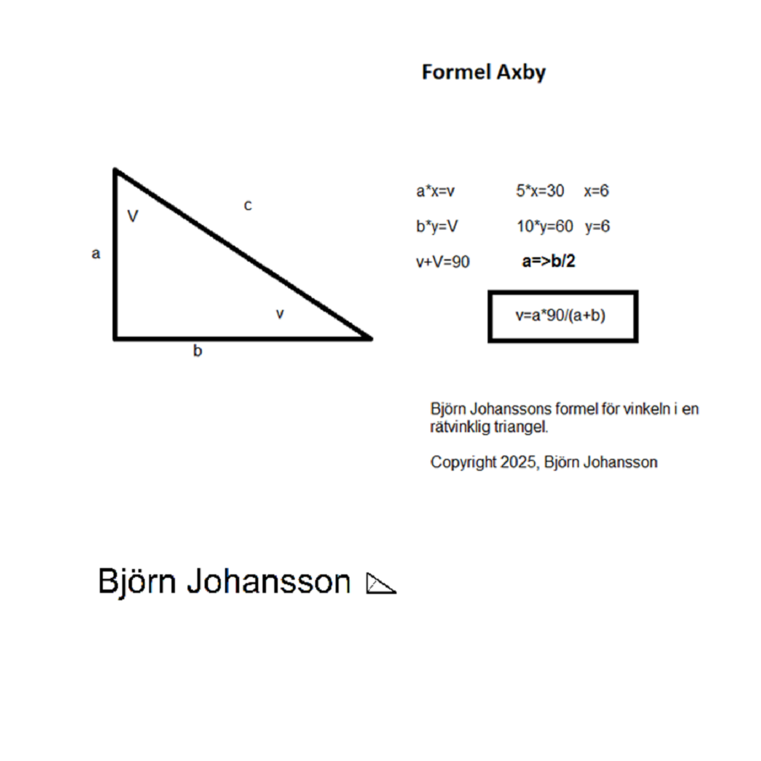Axby mathematics formula for the angle in a straight triangle Björn Johansson Druck zu verkaufen