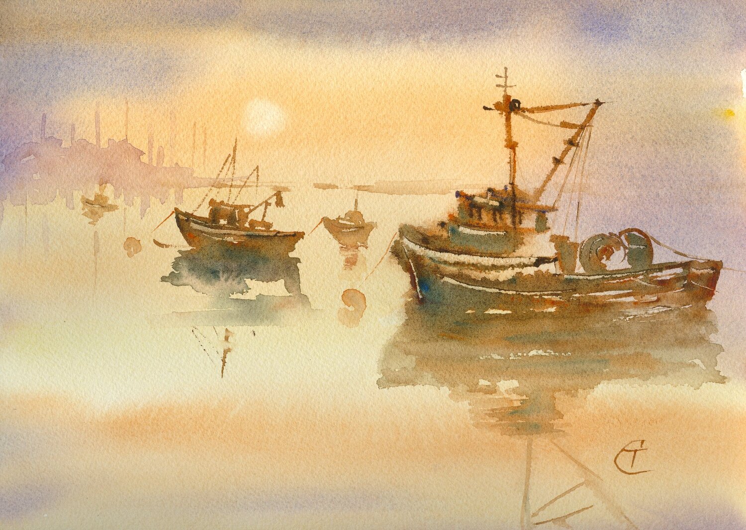 Moonlight in the Harbor Tamara Selyangina Pintura original en venta