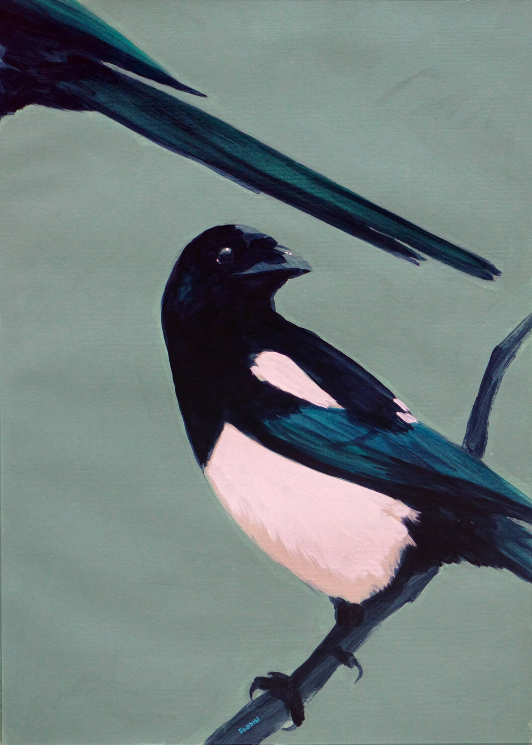 Magpie 2 Krister Flodin Original painting for sale