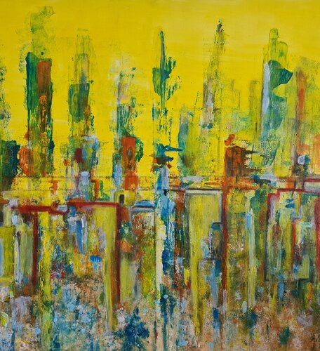 Yellow City de Valeria Morasso, Pintura a la venta en Singulart