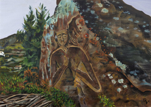 The Hidden Maitreya of Gundla di Natalia Zaitseva-Borisova, Pittura in vendita su Singulart