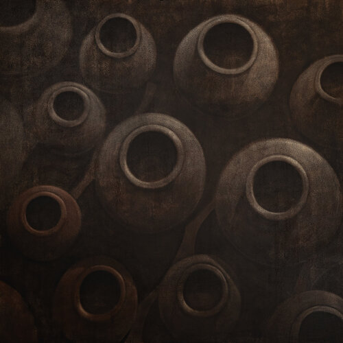 The Depth That Watches – Monumental Brown Vessel Painting von ALEXANDRA AVROS, Malerei kaufen auf Singulart