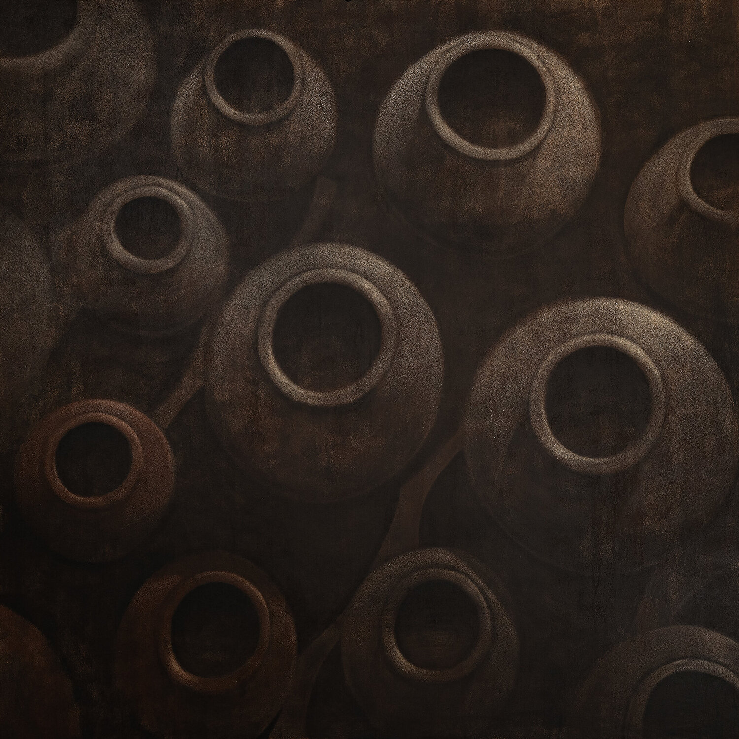 The Depth That Watches – Monumental Brown Vessel Painting ALEXANDRA AVROS Originalgemälde zu verkaufen
