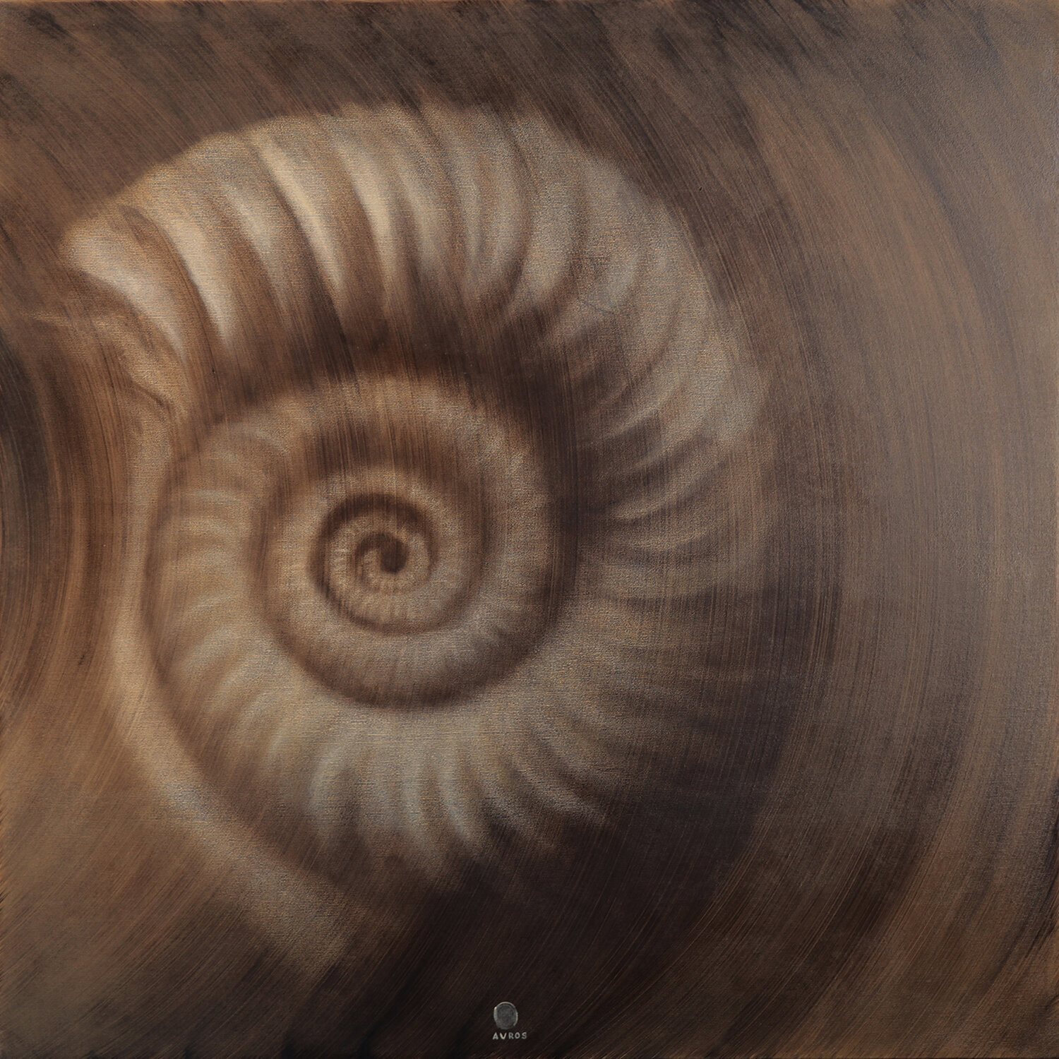 Ammonite. The Memory Spiral. Brown Monochrome Abstract 80*80 cm ALEXANDRA AVROS Original painting for sale