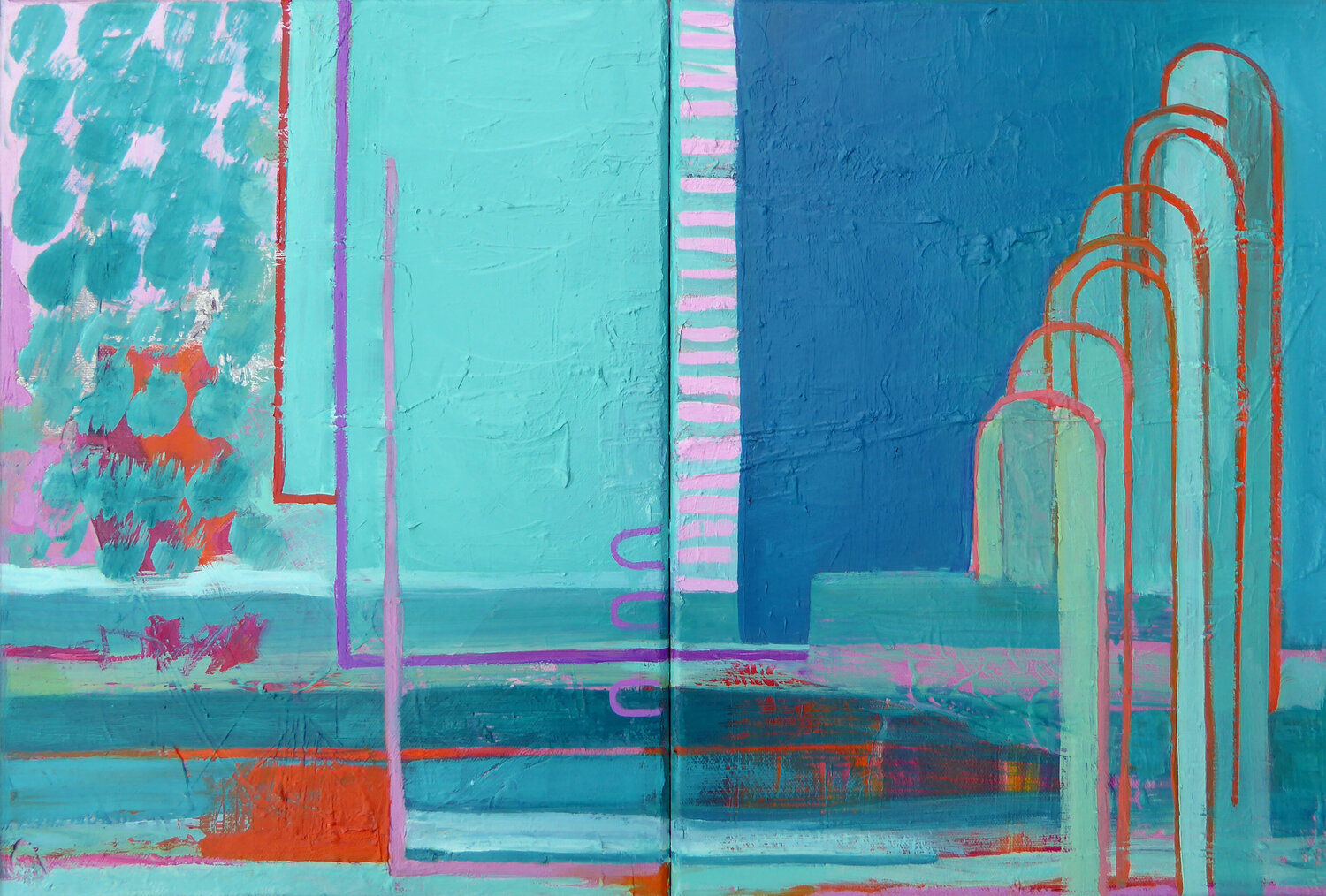 Repetition I (Swimming Pool Steps) Antonia Glynne Jones Originalgemälde zu verkaufen