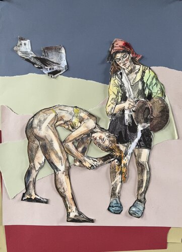 Hund und Katze van Arsentij Pawlow, Werk op papier te koop op Singulart