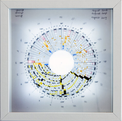 Zeitakkorde_3 Jahre August (LED/Licht-Box) by Soo Youn Kim, 기타 매체 for Sale on Singulart