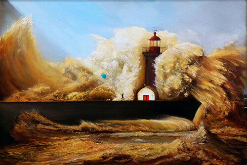 Storm in Porto van Robert Szczebiot, Schilderij te koop op Singulart