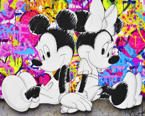 MINNIE AND MICKEY HEART van Vincent Bardou, Schilderij te koop op Singulart
