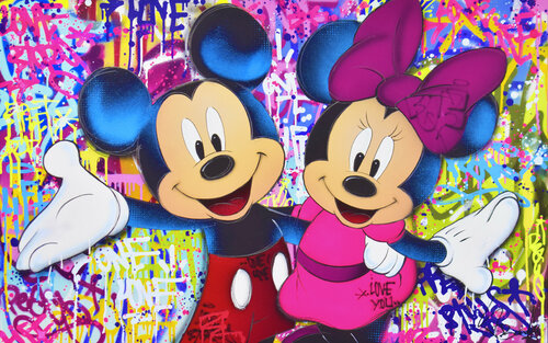 MINNIE MICKEY HAPPINESS van Vincent Bardou, Schilderij te koop op Singulart