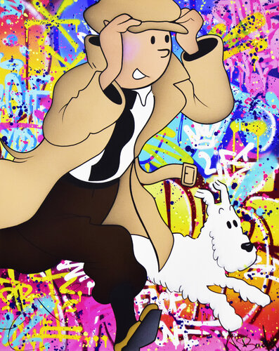 LES AVENTURES DE TINTIN van Vincent Bardou, Schilderij te koop op Singulart