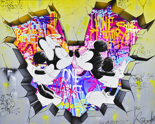 MICKEY WALL HEART di Vincent Bardou, Pittura in vendita su Singulart