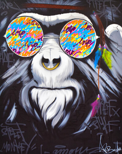 HIPPIE MONKEY di Vincent Bardou, Pittura in vendita su Singulart
