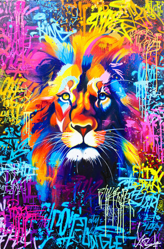 LION IN THE CITY van Vincent Bardou, Schilderij te koop op Singulart