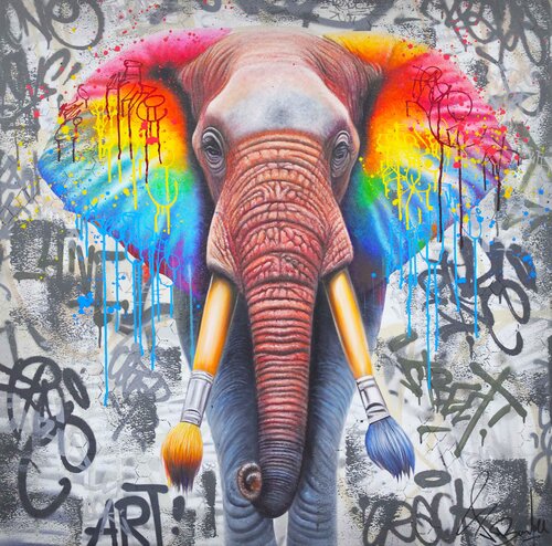 Elephant Artist von Vincent Bardou, Malerei kaufen auf Singulart