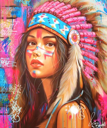 Native American Street Art di Vincent Bardou, Pittura in vendita su Singulart