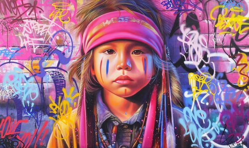 Native American Legend di Vincent Bardou, Pittura in vendita su Singulart