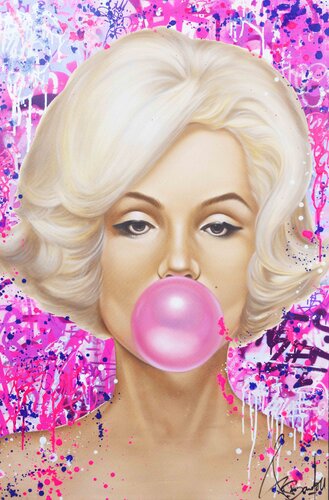 Marilyn Monroe Pink BubbleGum van Vincent Bardou, Schilderij te koop op Singulart