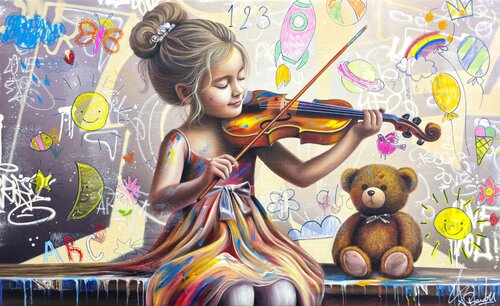 La Jeune Fille Au Violon von Vincent Bardou, Malerei kaufen auf Singulart