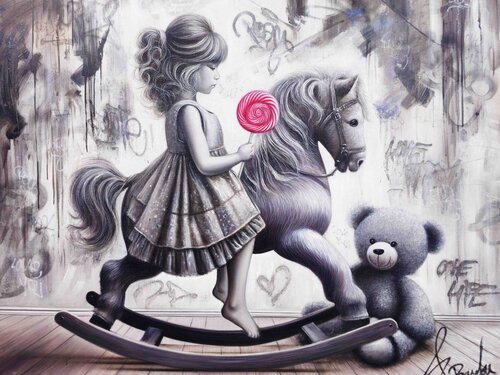 La Fillette Au Cheval à Bascule de Vincent Bardou, Pintura a la venta en Singulart
