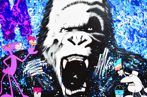 KONG & PINK PANTHER di Vincent Bardou, Pittura in vendita su Singulart