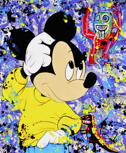 MICKEY VS BASQUIAT di Vincent Bardou, Pittura in vendita su Singulart