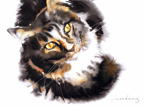 Cat in Wonder (SOLD) par Soo Beng Lim, Dessin en vente sur Singulart
