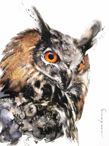 Hello Owl (SOLD) par Soo Beng Lim, Dessin en vente sur Singulart
