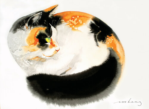 Cosy Cat by Soo Beng Lim, Drawing for Sale on Singulart