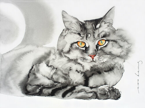 Purr-fection van Soo Beng Lim, Tekening te koop op Singulart