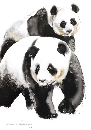 Panda Pair2 (SOLD) di Soo Beng Lim, Disegno in vendita su Singulart