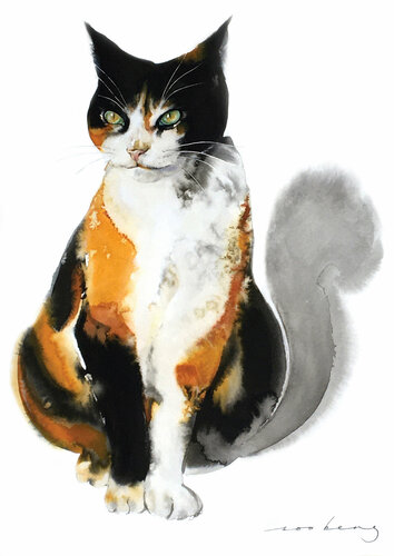 Cat Awaiting by Soo Beng Lim, Drawing for Sale on Singulart
