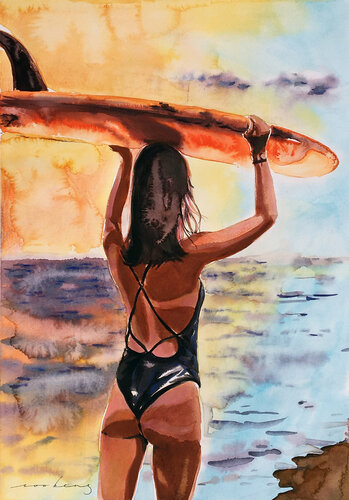 Surfer Gal von Soo Beng Lim, Zeichnungen kaufen auf Singulart
