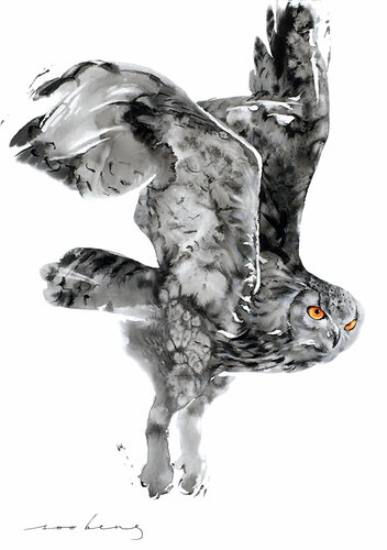 Owlie Flight2 (SOLD) par Soo Beng Lim, Dessin en vente sur Singulart
