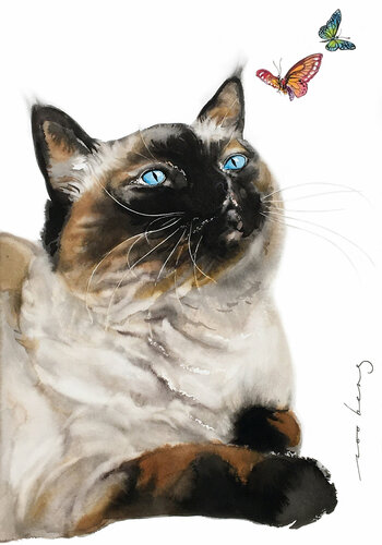 Cat Transfixé by Soo Beng Lim, Drawing for Sale on Singulart