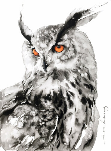Owl Wise (SOLD) par Soo Beng Lim, Dessin en vente sur Singulart