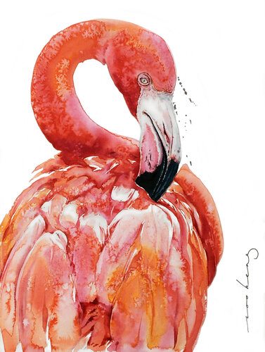 Flamingo Flair (SOLD) par Soo Beng Lim, Dessin en vente sur Singulart