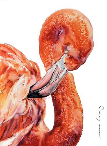 Flamingo Chic by Soo Beng Lim, Drawing for Sale on Singulart