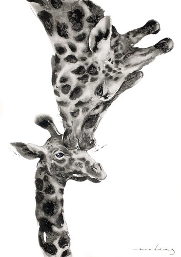 Giraffe Luv (SOLD) par Soo Beng Lim, Dessin en vente sur Singulart