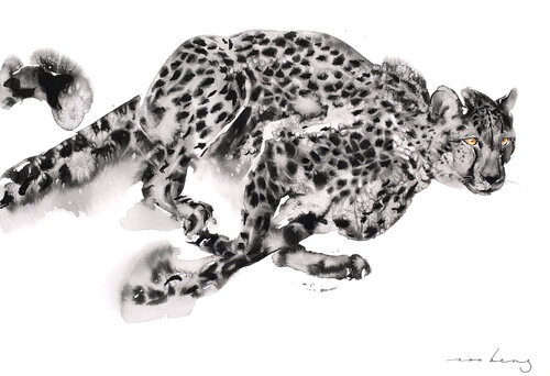 Cheetah Sprint (SOLD) par Soo Beng Lim, Dessin en vente sur Singulart