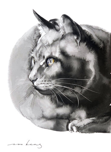 Twinkle Eye Cat par Soo Beng Lim, Dessin en vente sur Singulart