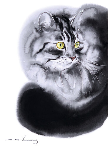 Feline Calm par Soo Beng Lim, Dessin en vente sur Singulart