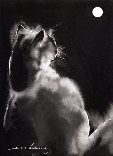Moonlite Cat de Soo Beng Lim, Dibujo a la venta en Singulart